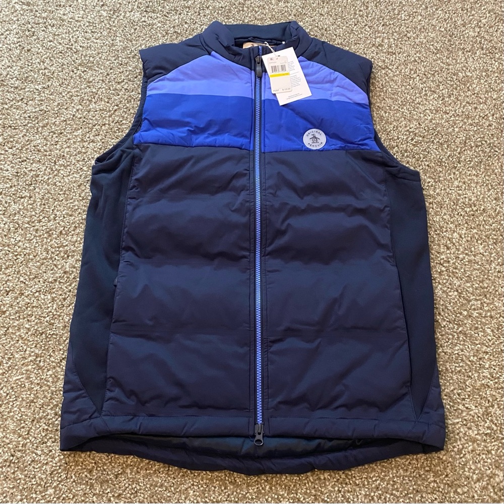 NWT Original Penguin Black Iris Full Zip Puffer Sport Vest